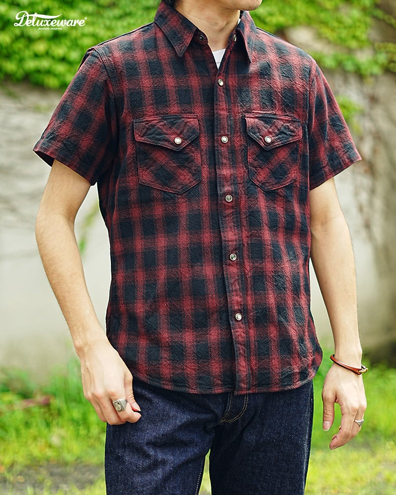 総数100着 限定 22SS デラックスウエア LV-25 バッファロー シャツ LV-25[B.F.SHORT] | デラックスウエア公式オンラインストア